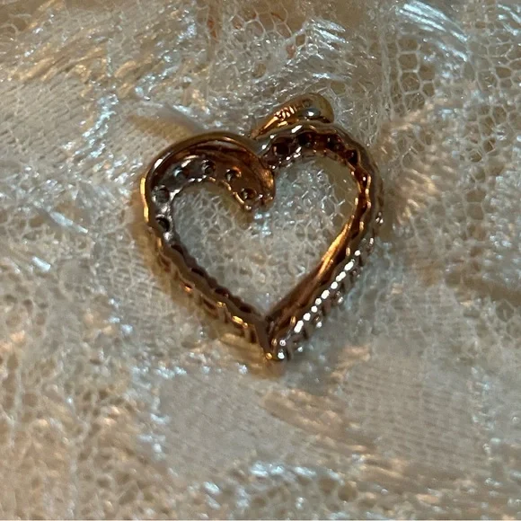 ❤️Rose gold heart pendant diamond vintage y2k sterling silver 14k rose gold - Picture 3 of 3